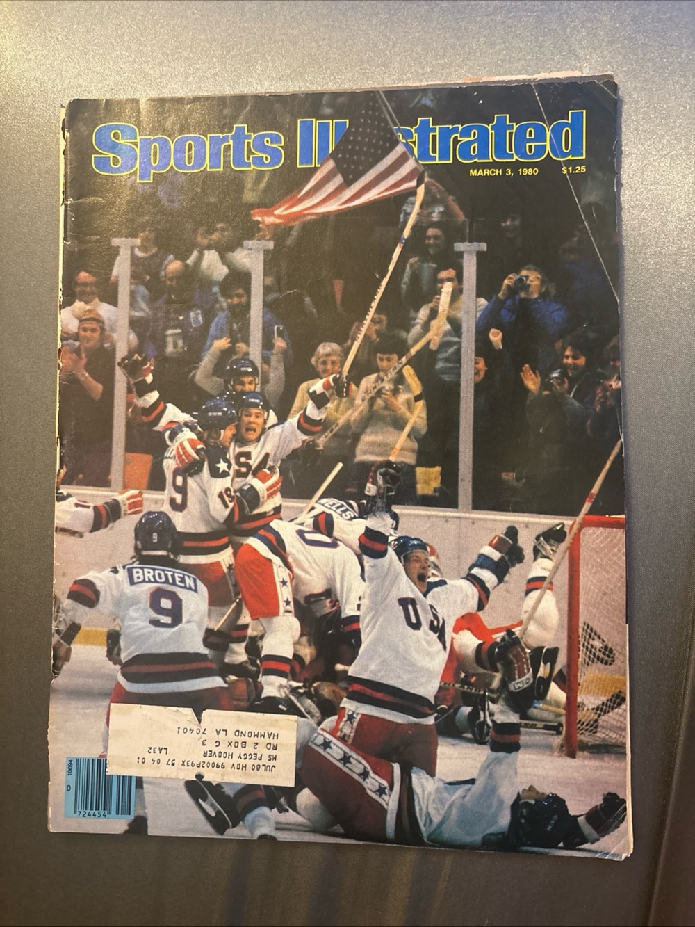 Sports Illustrated Swim Vintage USA Hockey Team Cover with Red, White, Blue